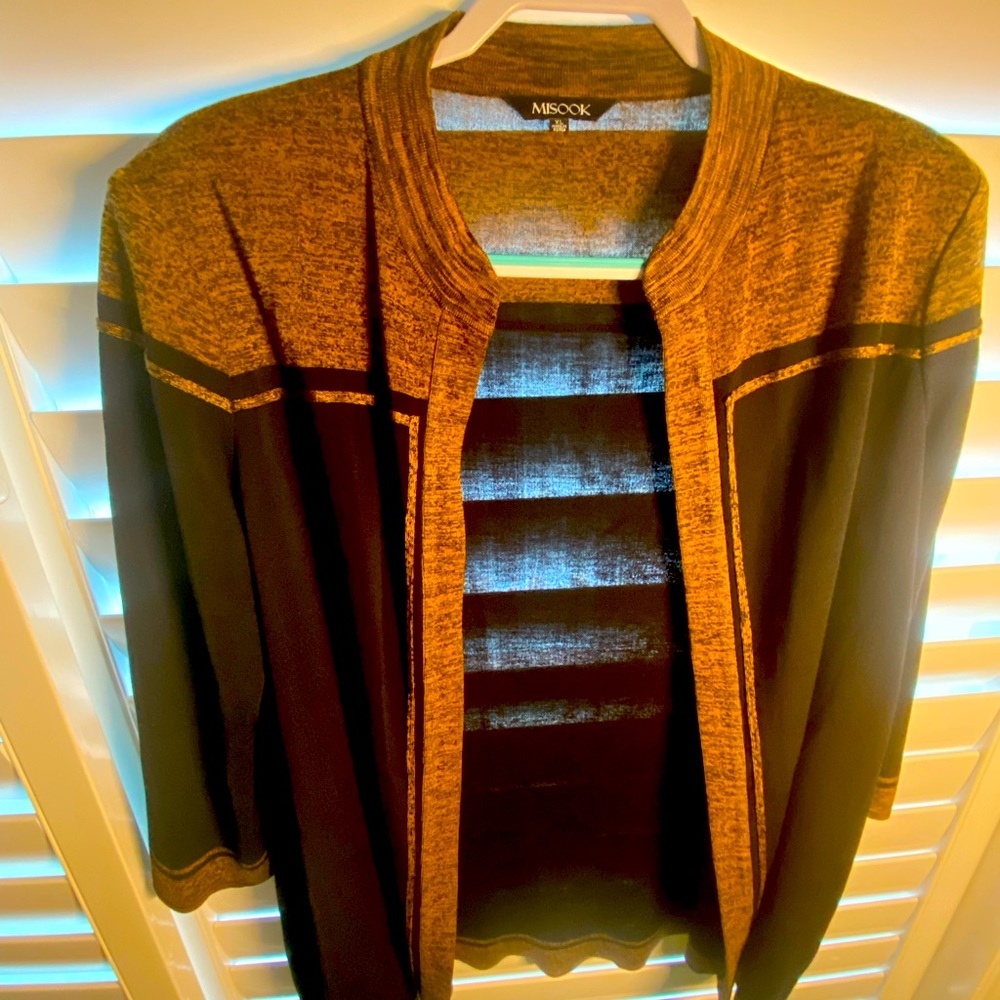 Misook black and brown knit jacket